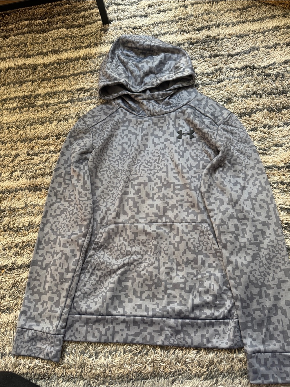 Under Armour Gray Digital Camo Kids Hooded Pullover